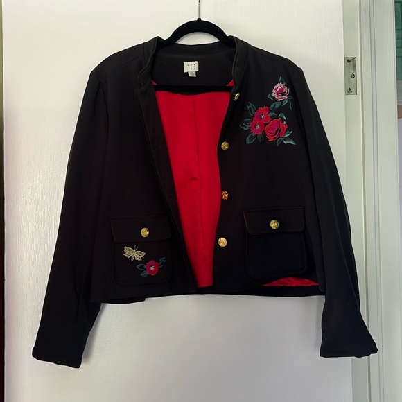 Black Embroidered military inspired Target jacket - Picture 1 of 4